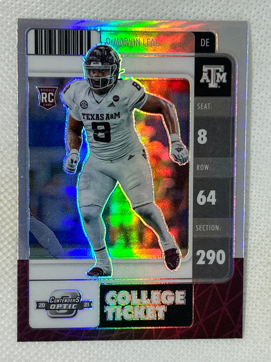 2022 Panini Contenders Optic College Ticket Rookie Silver Prizm DeMarvin Leal #34 Texas A&M Aggies