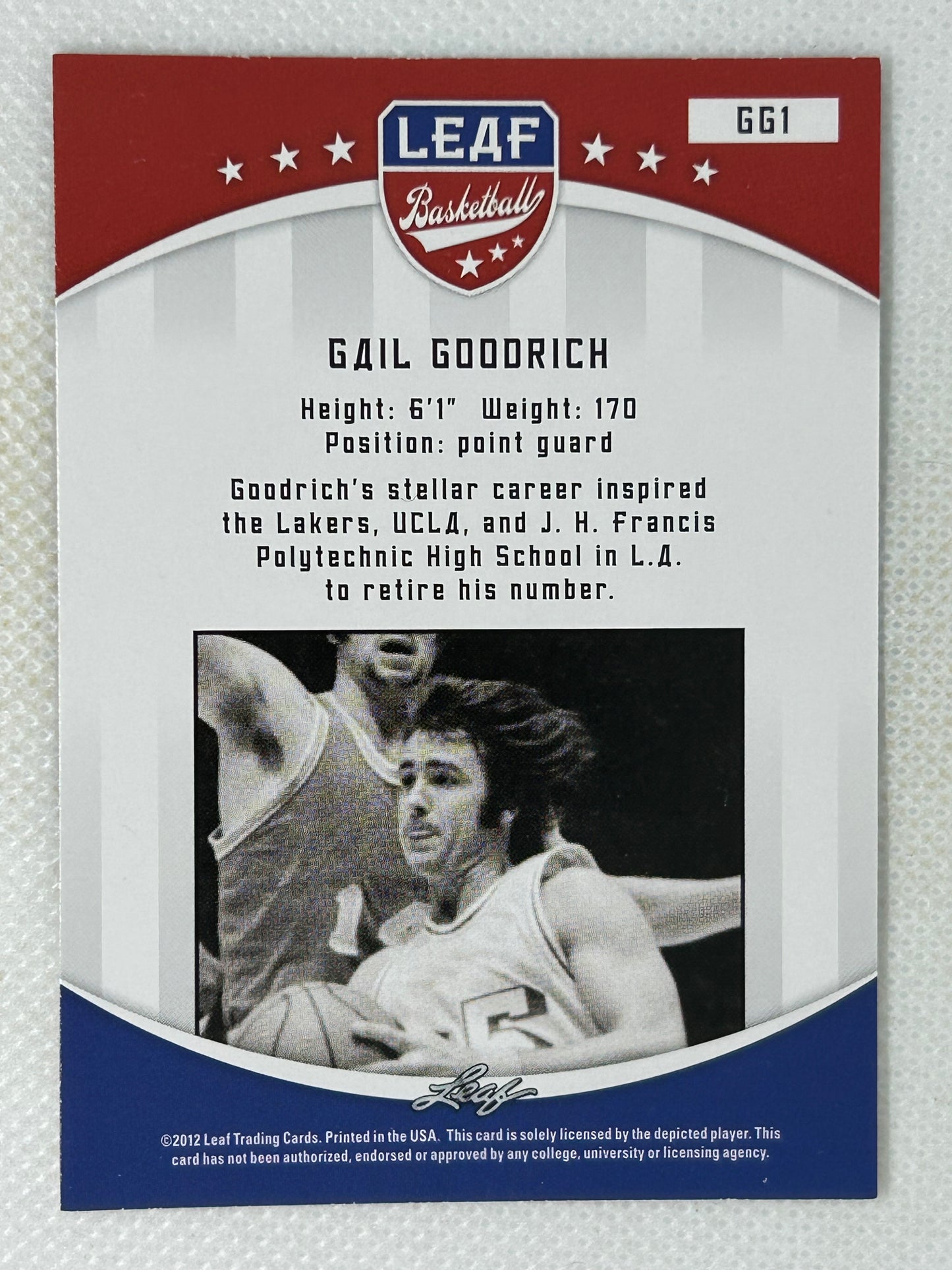 2012 Leaf #GG1 Gail Goodrich UCLA Bruins Signed Card
