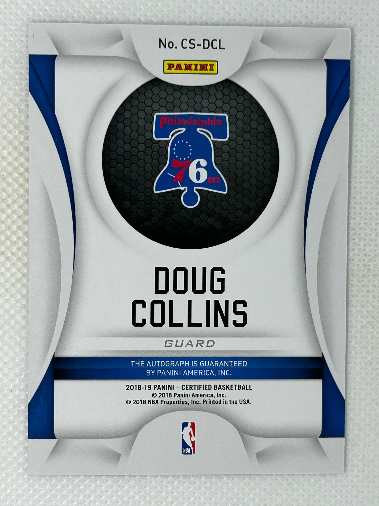 2018-19 Panini Certified Choice Signatures #CS-DCL Doug Collins /199 Philadelphia 76ers