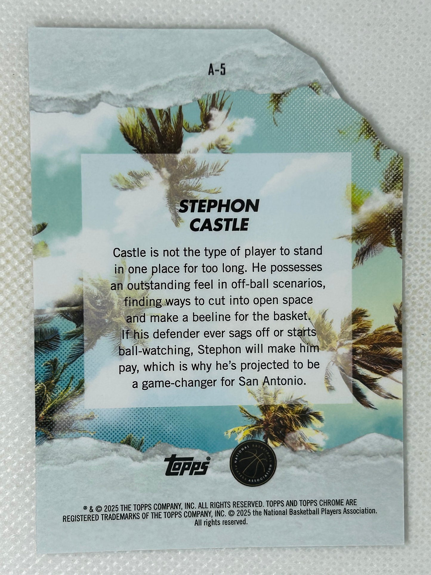 2024-25 Topps Finest Rookie Arrivals Stephon Castle #A-5 San Antonio Spurs