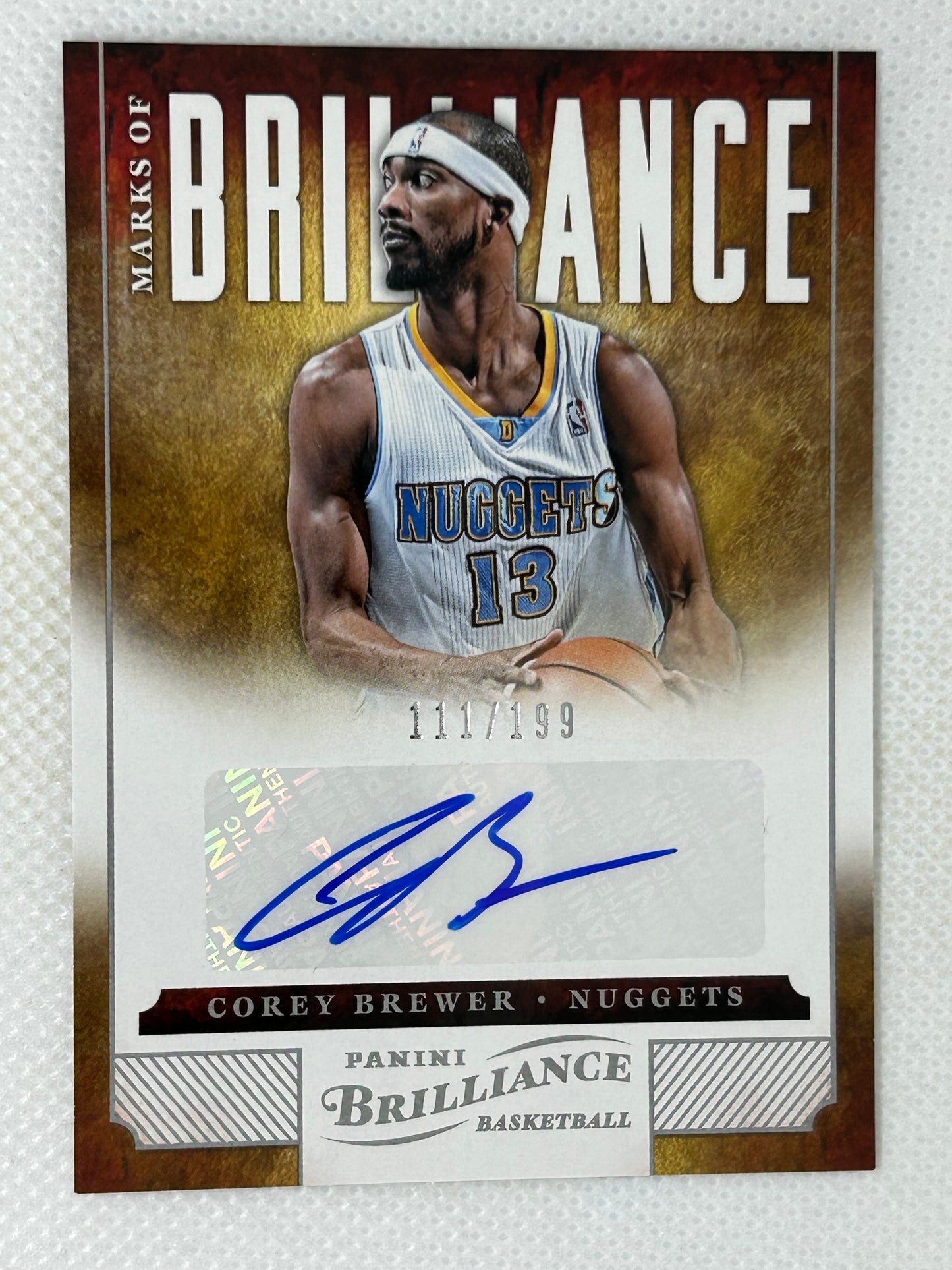 2012-13 Panini Brilliance Marks of Brilliance Autograph /199 Corey Brewer #148 Denver Nuggets