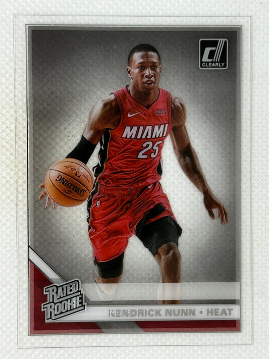 2019-20 Panini Clearly Donruss Rated Rookie Kendrick Nunn #96 Miami Heat