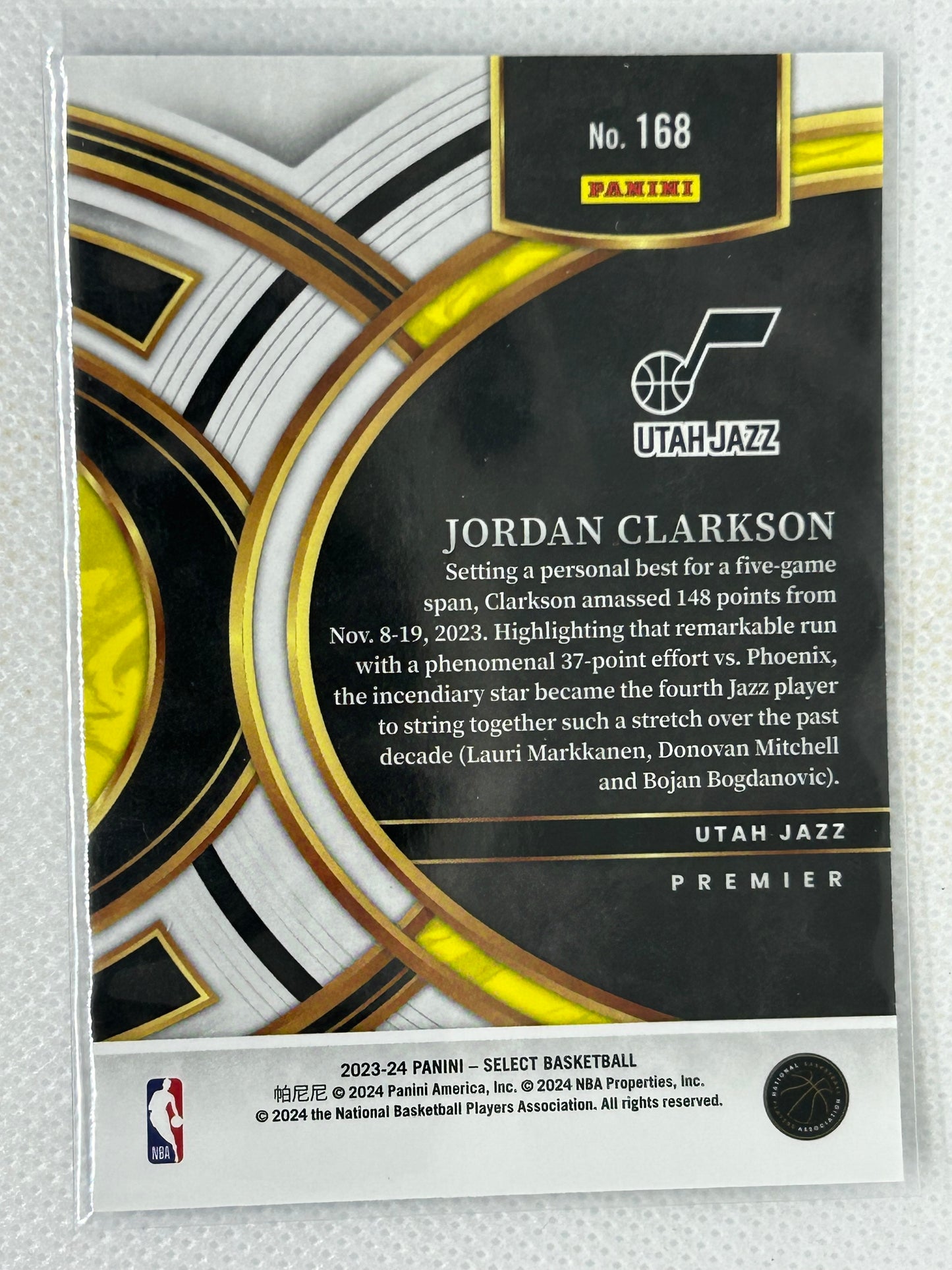 2023-24 Panini Select Premier Level Jordan Clarkston #168 Utah Jazz