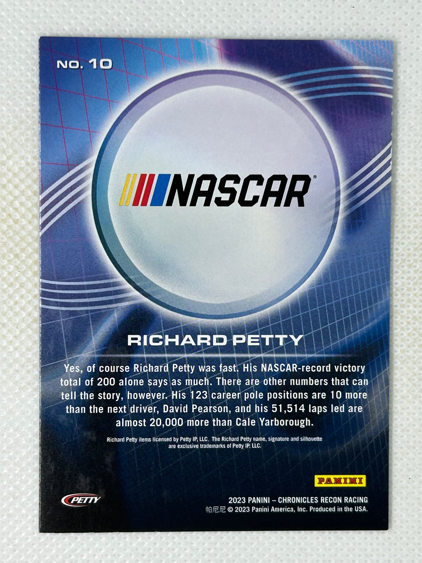 2023 Panini Recon Racing NASCAR Holo #10 Richard Petty Signed Card