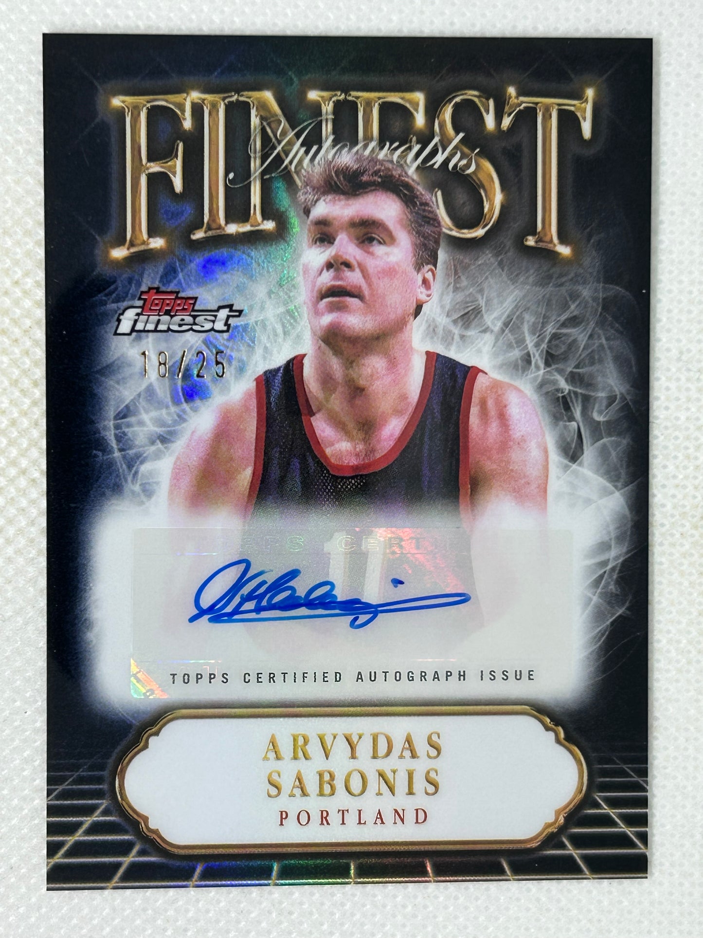 2024-25 Topps Finest Autographs Black Refractor SP /25 #FA-ASB Arvydas Sabonis Portland Trailblazers