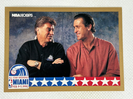 1990-91 NBA Hoops All-Star Checklist Chuck Daly/Pat Riley Card #13 East Vs. West