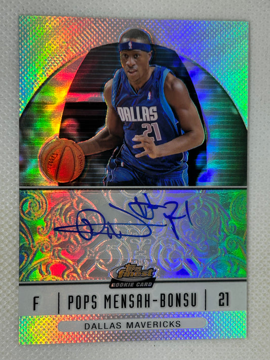 2006-07 Topps Finest Rookie Rookie Refractor Autograph Pops Mensah-Bonsu #83 Dallas Mavericks