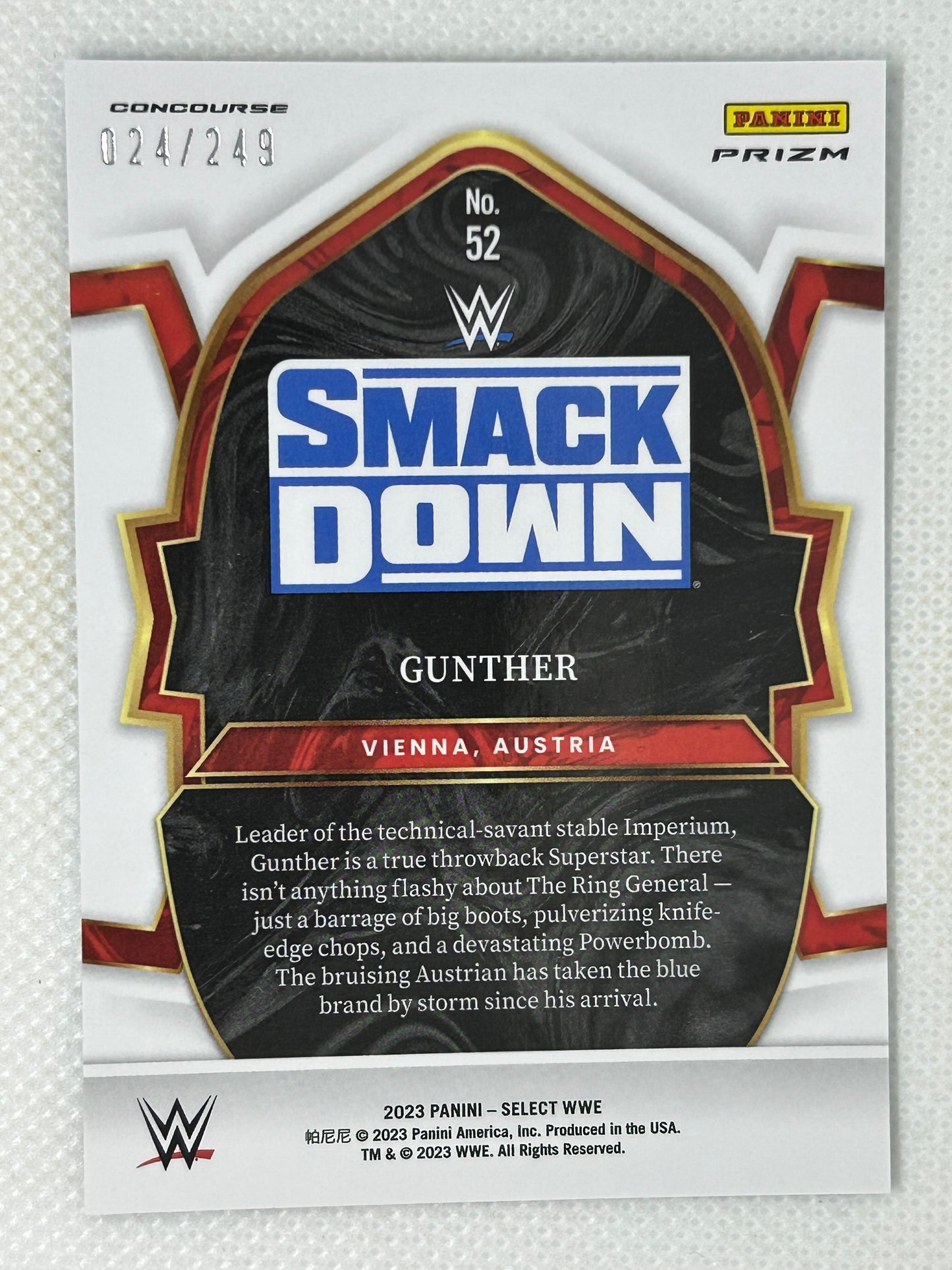 2023 Panini Select Concourse WWE Light Blue Prizm /249 Gunther #52