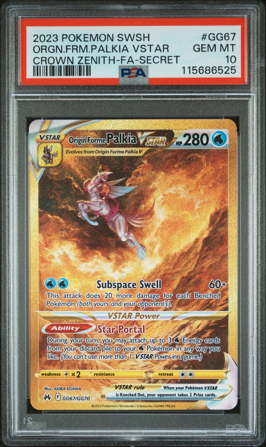 2023 Pokémon Sword And Shield Crown Zenith Origin Forme Palkia VSTAR Full Art Secret #GG67/GG70 PSA 10