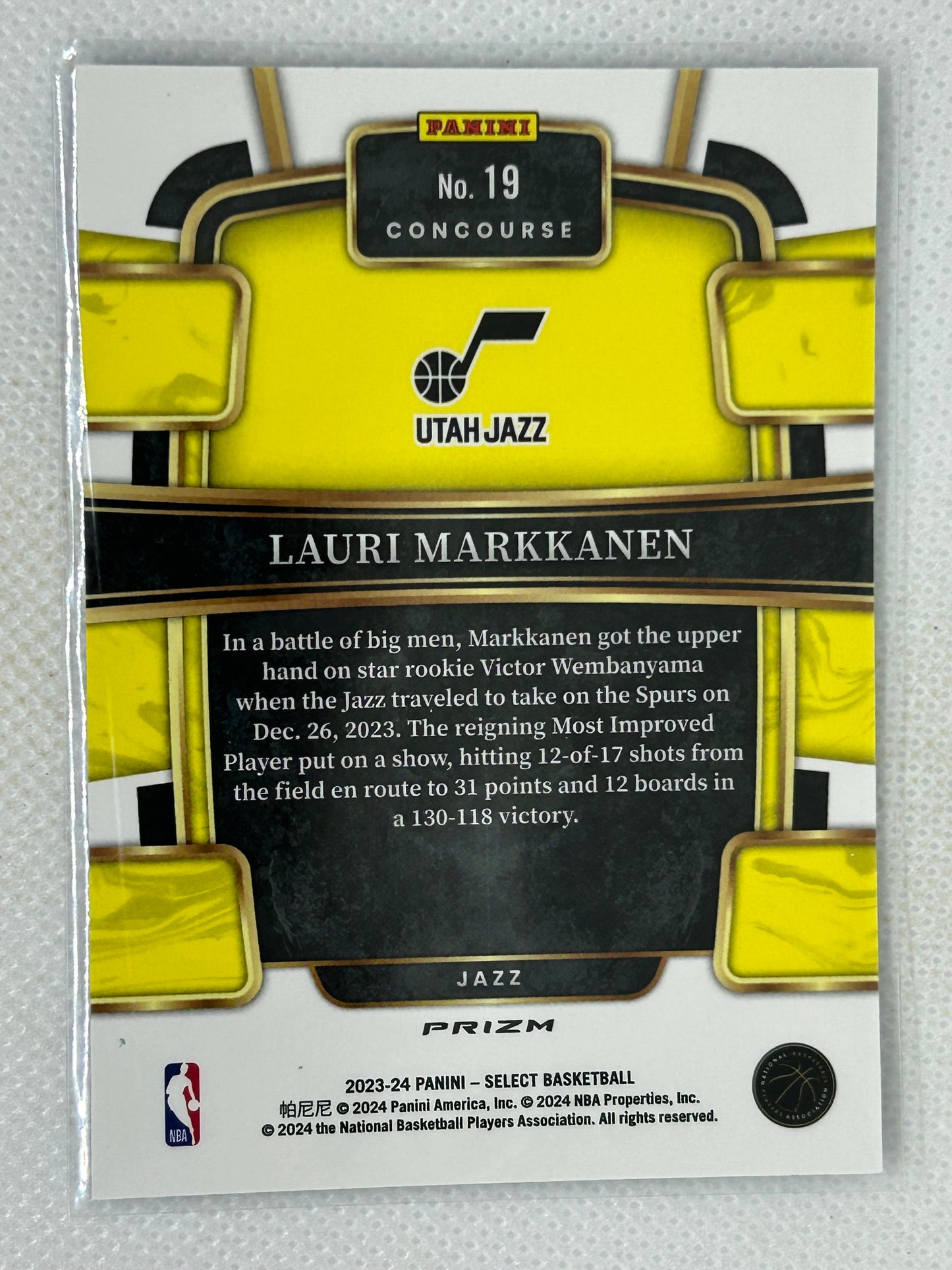 2023-24 Panini Select Blue Silver Lauri Markkanen #19 Utah Jazz