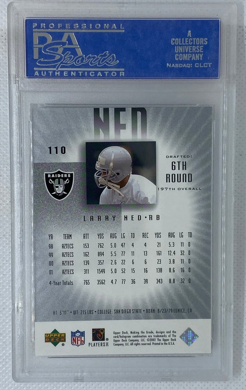 2002 Upper Deck Graded Larry Ned Making The Grade RC-LV 1 #110 PSA 10 Oakland Raiders