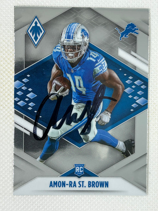 2021 Panini Phoenix Rookie Card Amon-Ra St. Brown #131 Detroit Lions Signed Card