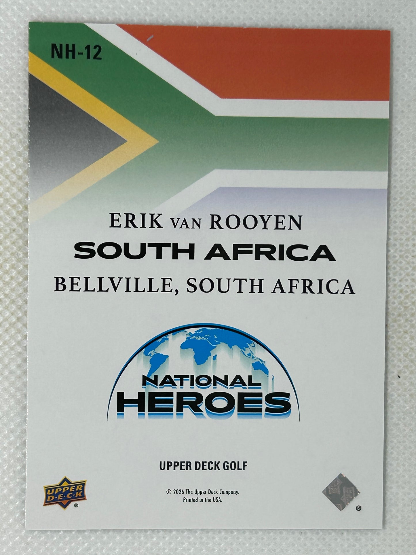 2026 Upper Deck Golf National Heroes South Africa Erik Van Rooyen #NH-12