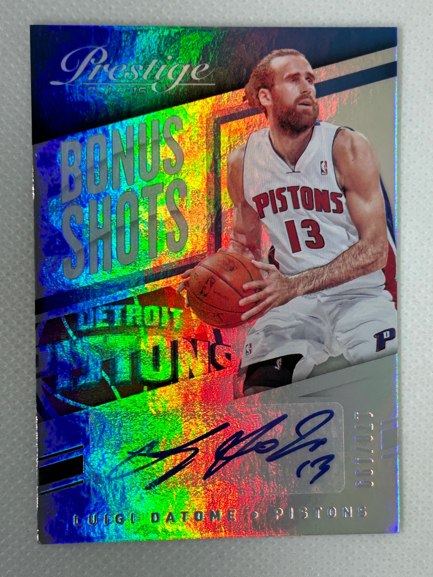 2014-15 Panini Prestige Luigi Datome Bonus Shots Rookie Autograph #33 /199 Detroit Pistons