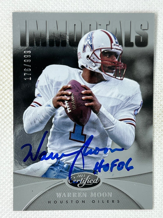2013 Panini Certified Immortals /999 Warren Moon #200 Houston Oilers Signed Card