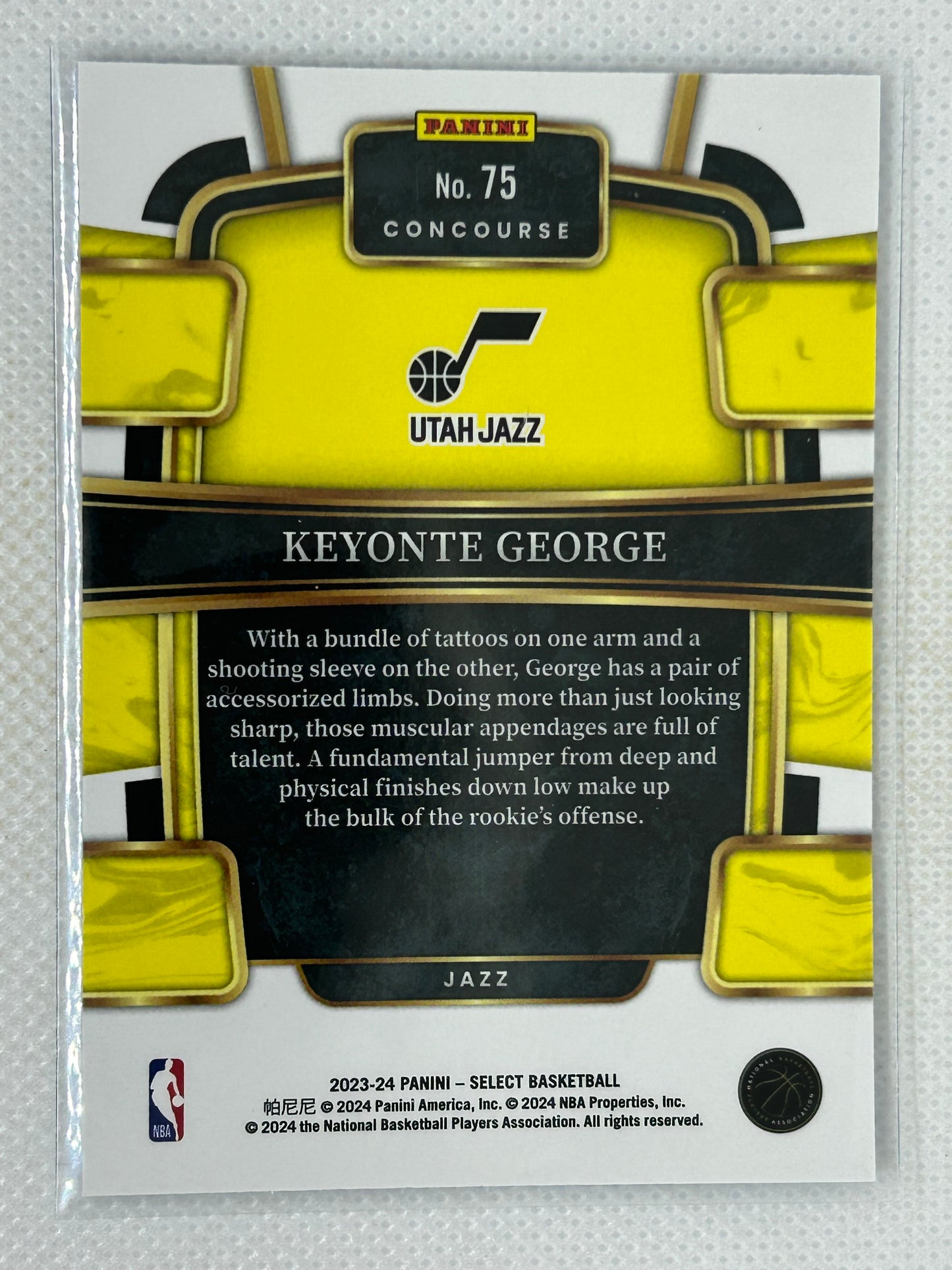 2023-24 Panini Select Rookie Keonte George #75 Utah Jazz