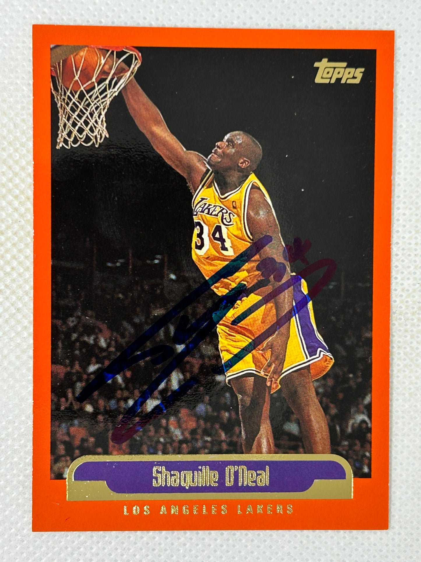 1999-00 Topps Orange Parallel Shaquille O'Neal #23 Los Angeles Lakers Signed Card