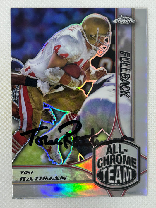 2024 Topps Chrome #ACT-2 Tom Rathman All-Chrome Team Refractor San Francisco 49ers Signed Card