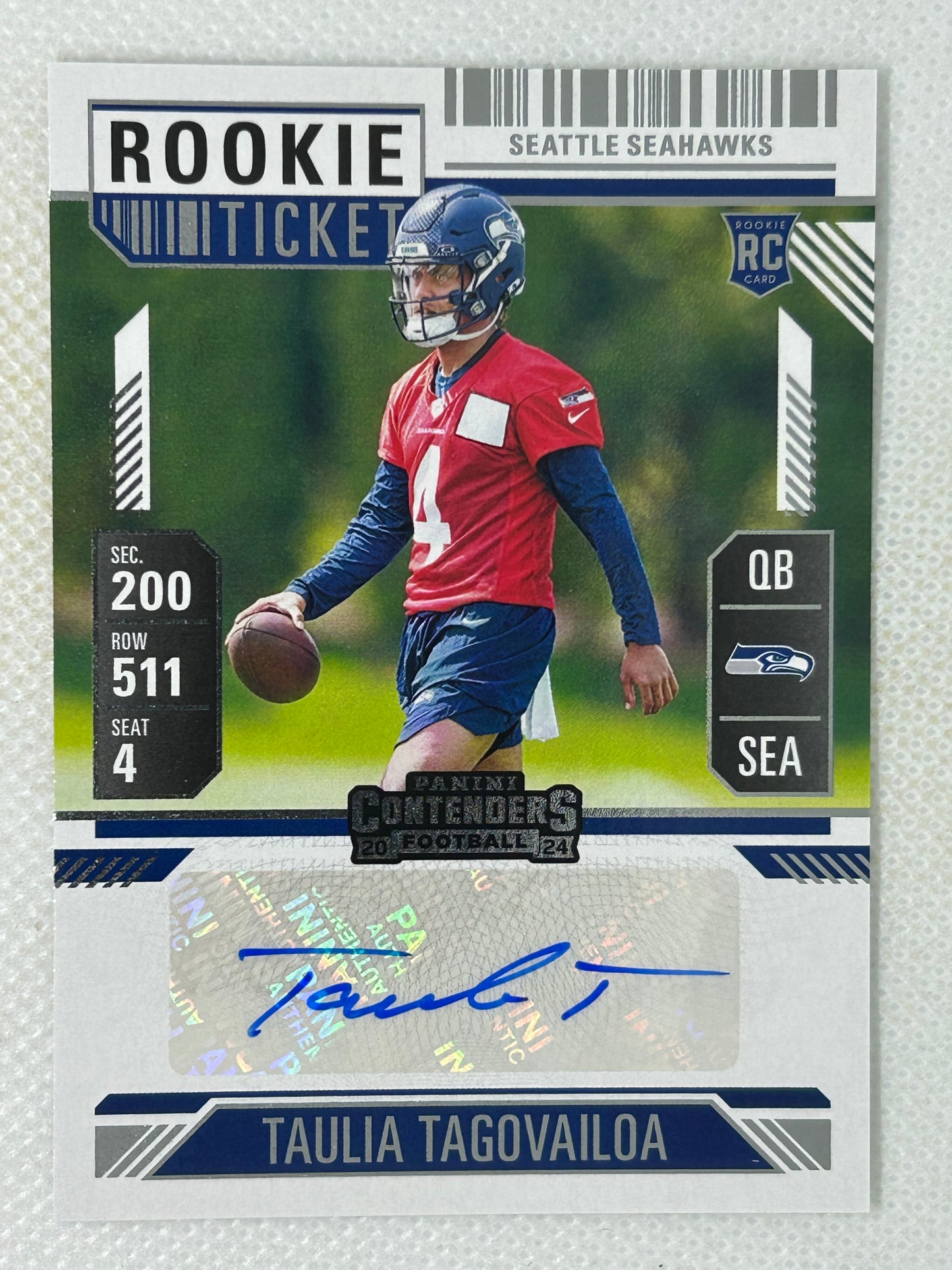 2024 Panini Contenders Rookie Ticket Variation Autograph #143 Taulia Tagovailoa Seattle Seahawks