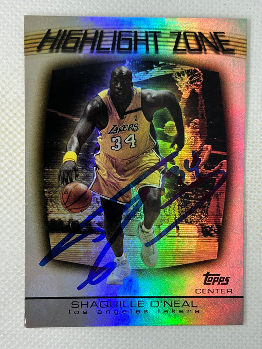 2003-04 Topps Highlight Zone #HZ-2 Shaquille O'Neal Los Angeles Lakers Signed Card