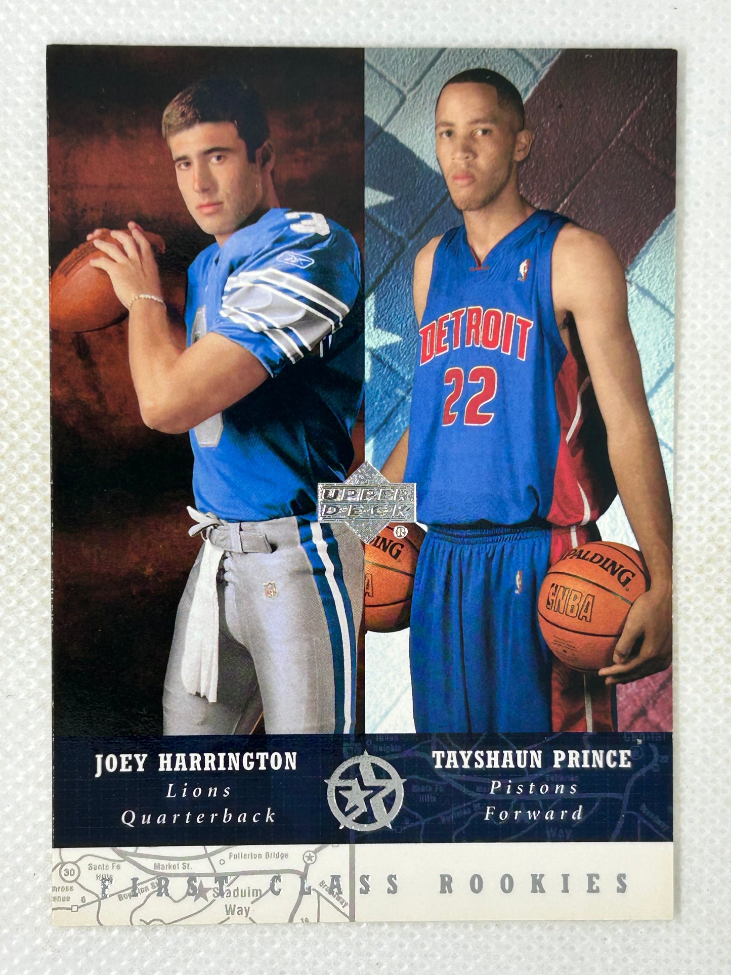 2002 Upper Deck Star Rookies First Class Joey Harrington Tayshaun Prince #267 Detroit Pistons Detroit Lions