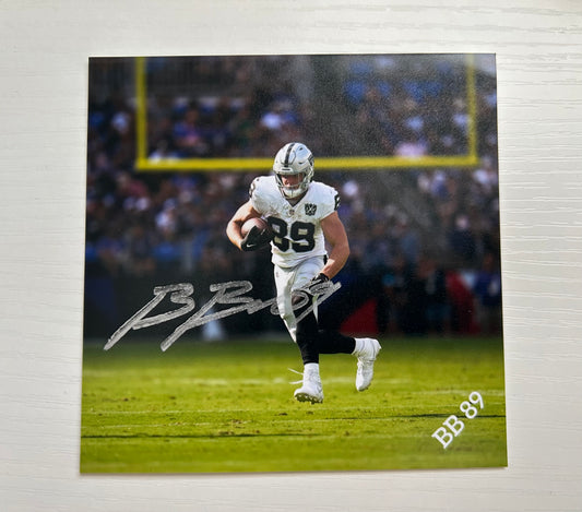 Brock Bowers Signed 4x4 Photograph Las Vegas Raiders