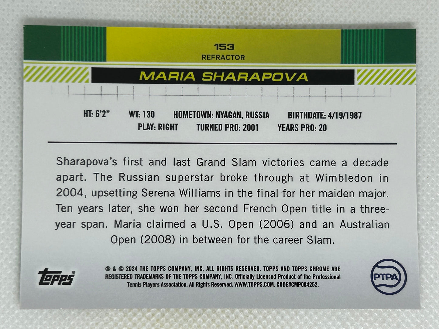 2024 Topps Chrome Tennis Holo #153 Maria Sharapova