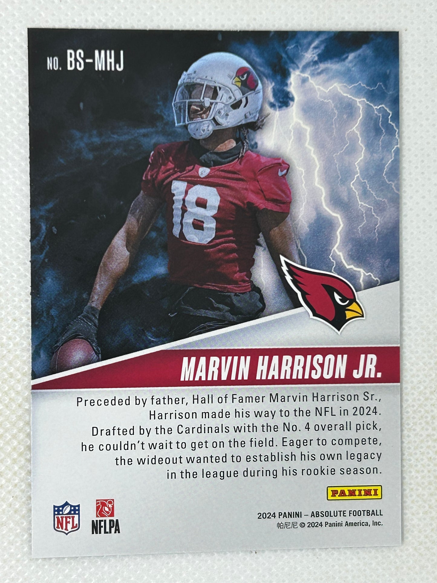 2024 Panini Absolute By Storm #BS-MHJ Marvin Harrison Jr. Rookie Arizona Cardinals