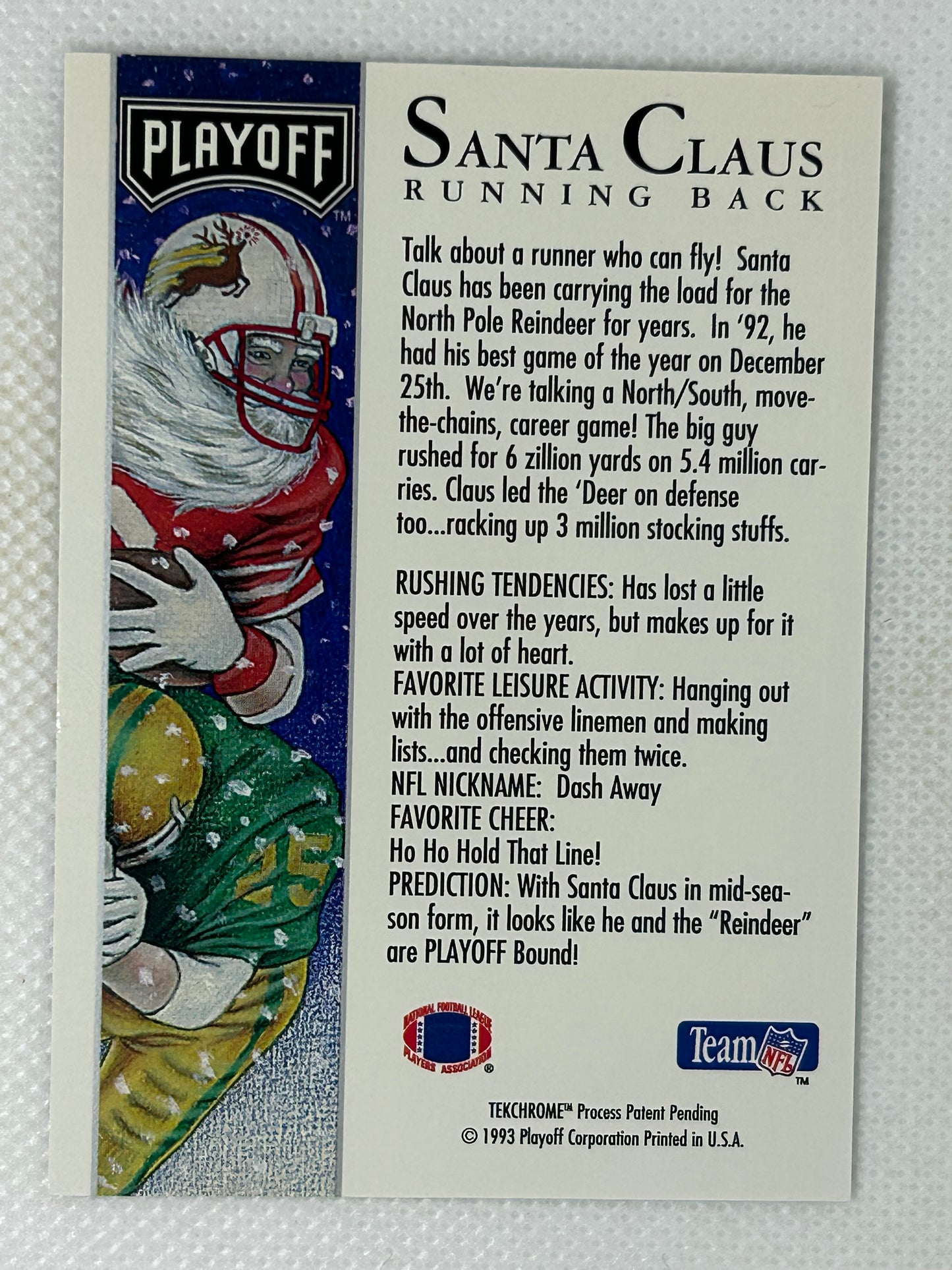 1993 Playoff NFL Properties Christmas #NNO Santa Claus Running Back