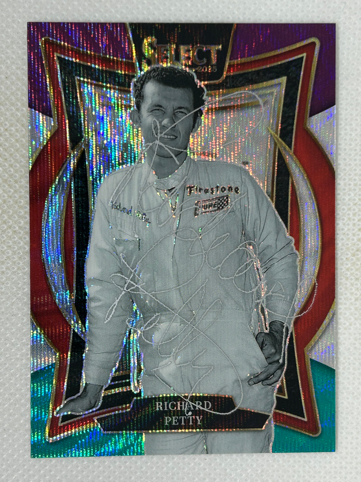 2025 Panini Select Racing Grandstand Tri-Color Prizm Richard Petty #22 Signed Card