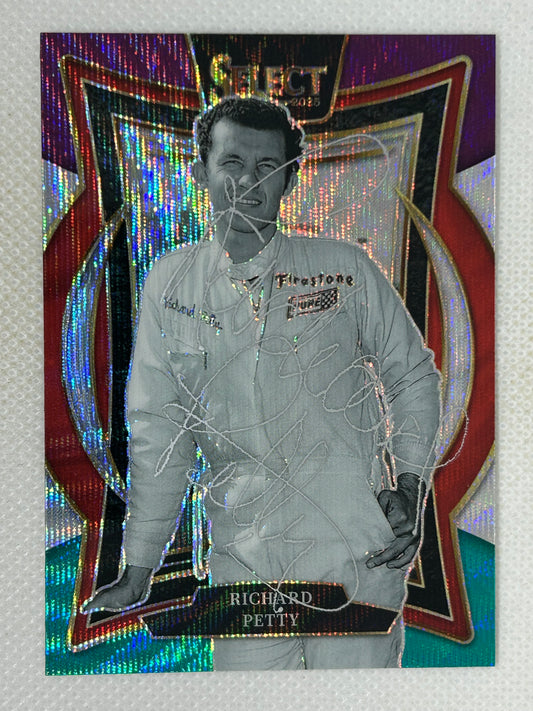 2025 Panini Select Racing Grandstand Tri-Color Prizm Richard Petty #22 Signed Card