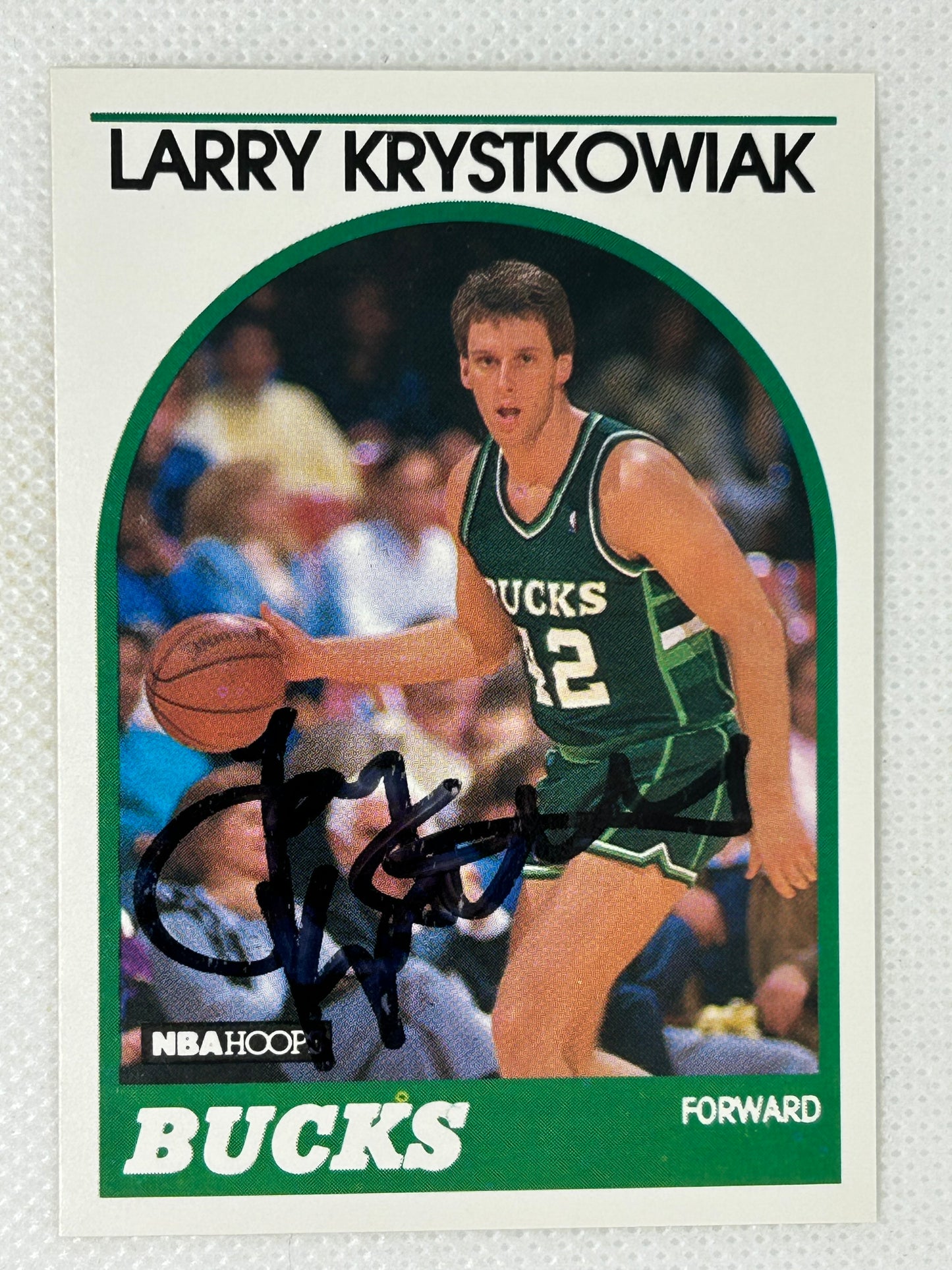 1989-90 NBA Hoops Larry Krystkowiak #258 Rookie Milwaukee Bucks Signed Card
