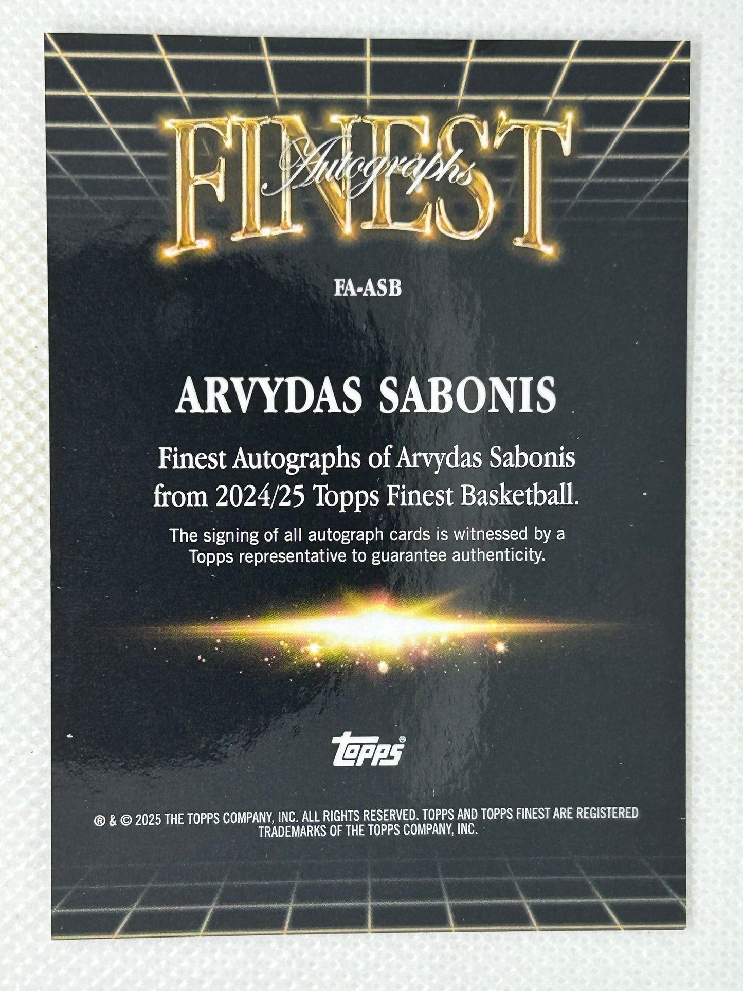 2024-25 Topps Finest Autographs Black Refractor SP /25 #FA-ASB Arvydas Sabonis Portland Trailblazers