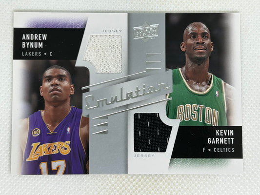2008 Upper Deck Emulation Dual Memorabilia Kevin Garnett Andrew Bynum #E-GB HOF