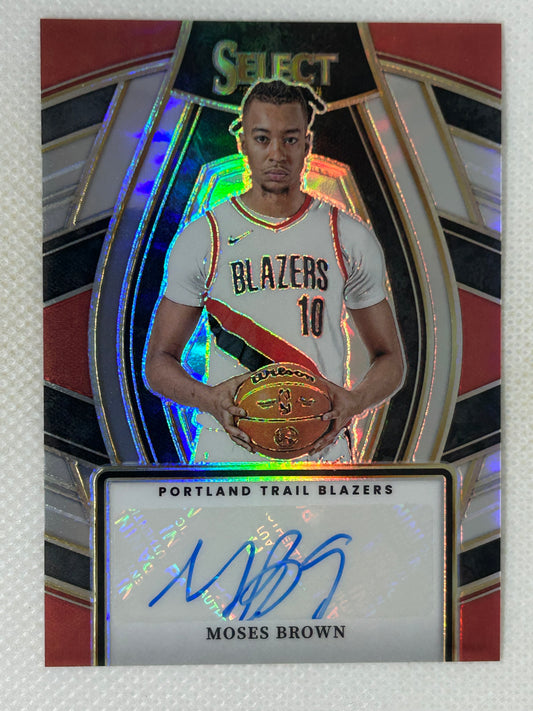 2023-24 Panini Select Silver Prizm Autograph #SSS-MBP Moses Brown Portland Trailblazers