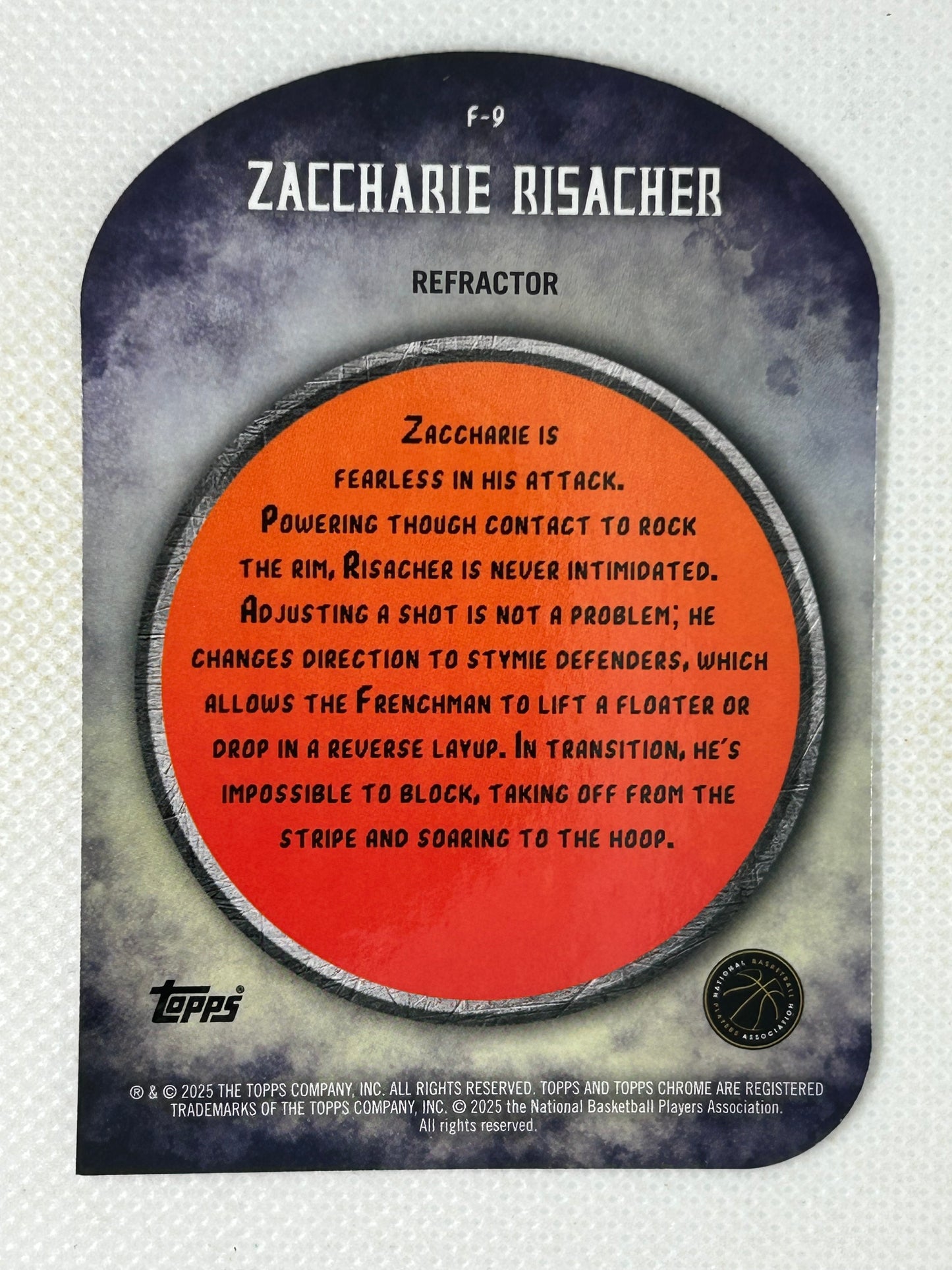 2024-25 Topps Finest Finishers Rookie Silver Refractor #F-9 Zaccharie Risacher Atlanta Hawks