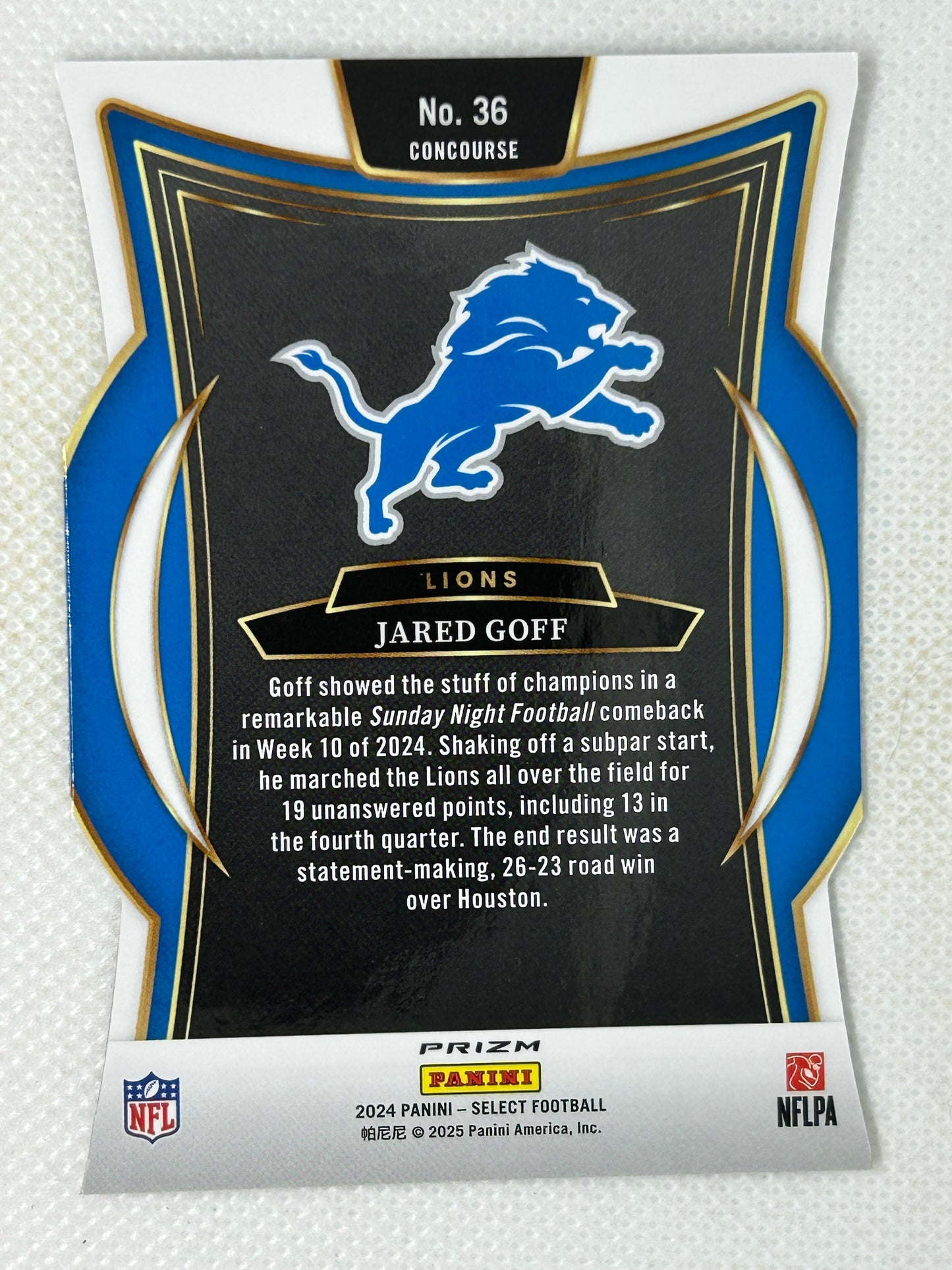 2024 Panini Select Concourse Silver Prizm Die-Cut Jared Goff #36 Detroit Lions