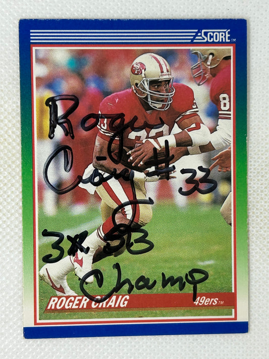 1990 Score Roger Craig #100 San Francisco 49ers Signed Card