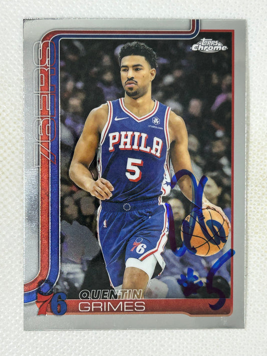 2025-26 Topps Chrome #197 Quentin Grimes Philadelphia 76ers Signed Card