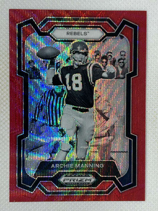 2024 Panini Prizm Draft Picks Archie Manning Red Wave #89 Ole Miss Rebels