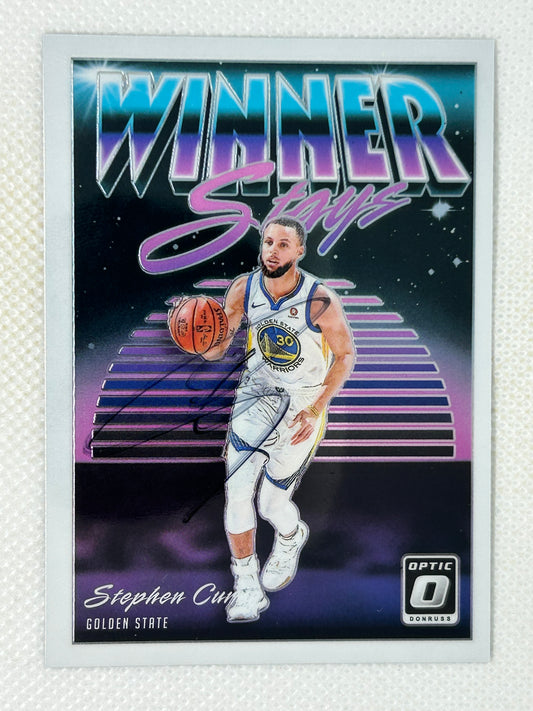 2018-19 Panini Optic Winner Stays #15 Stephen Curry Golden State Warriors Signed Card