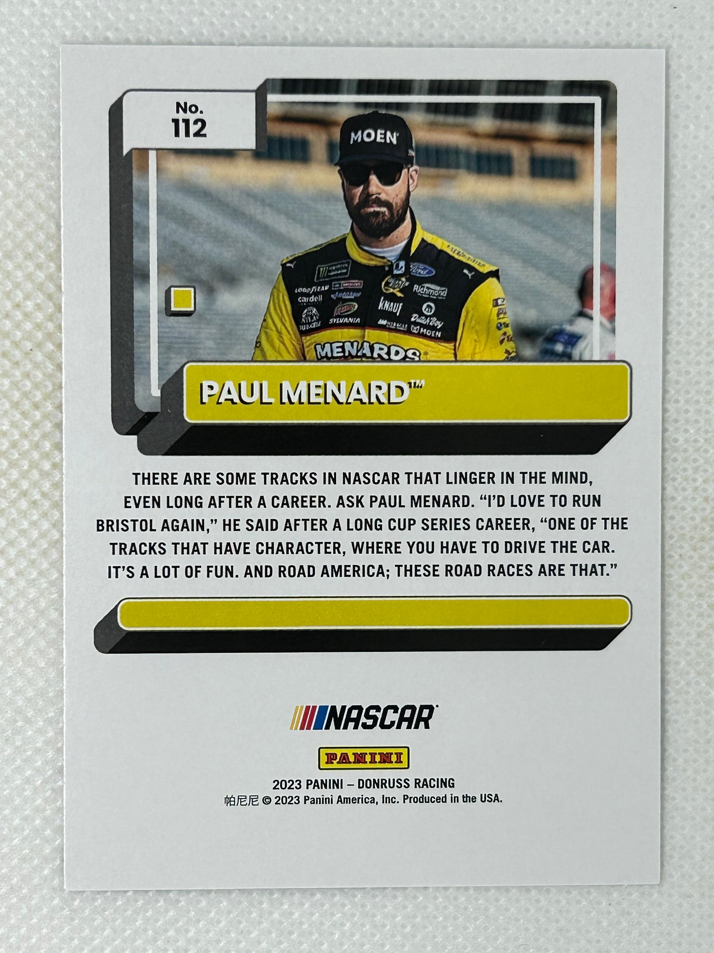 2023 Panini Donruss NASCAR Racing Paul Menard #112