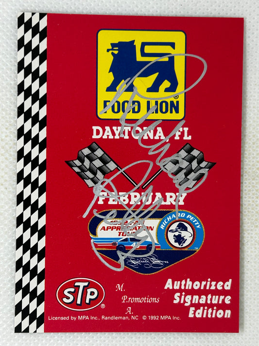1992 Food Lion Color Code Authorized Signature Edition Richard Petty #1 Signed Card