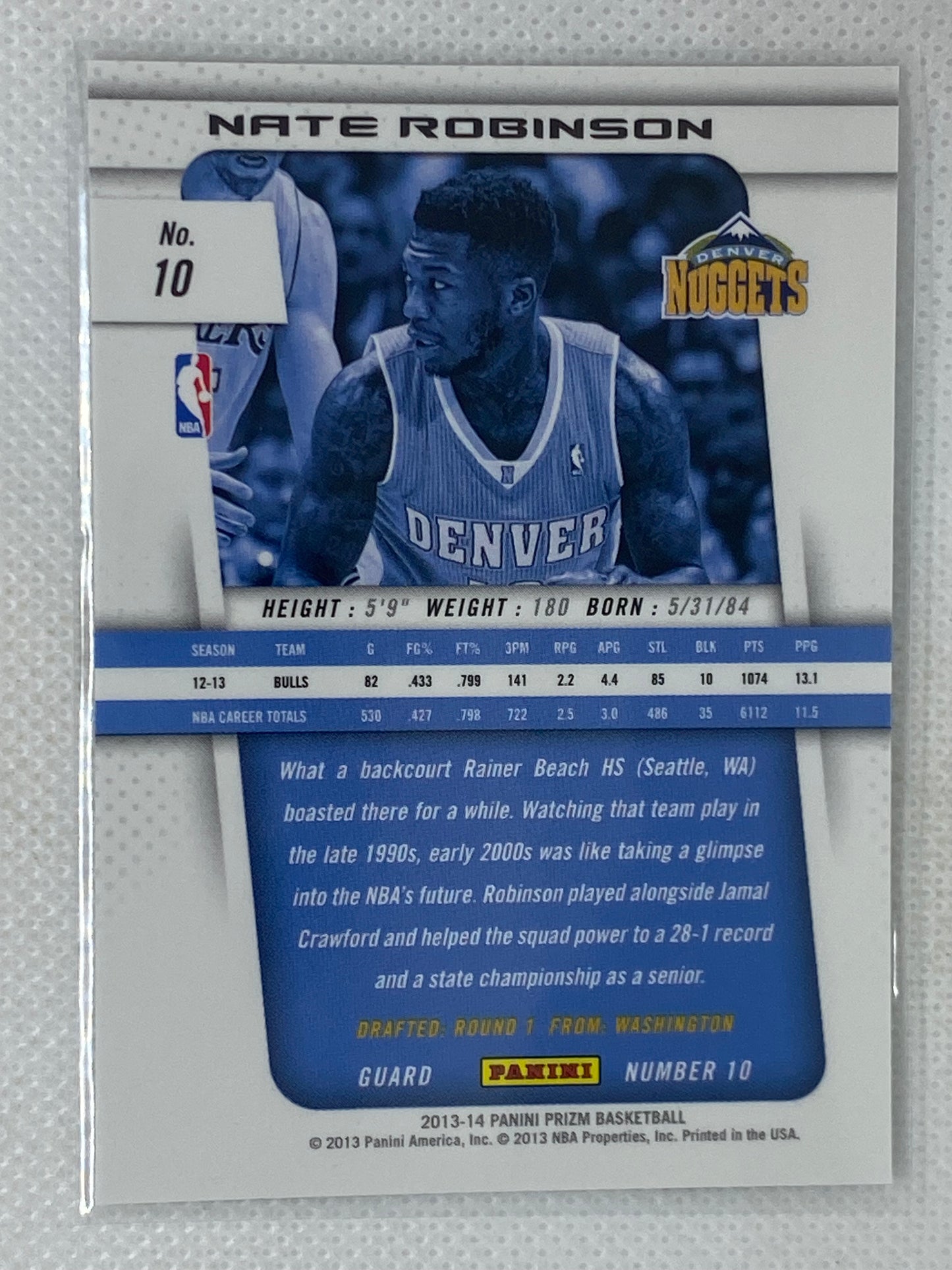 2013-14 Panini Prizm Nate Robinson #10 Denver Nuggets