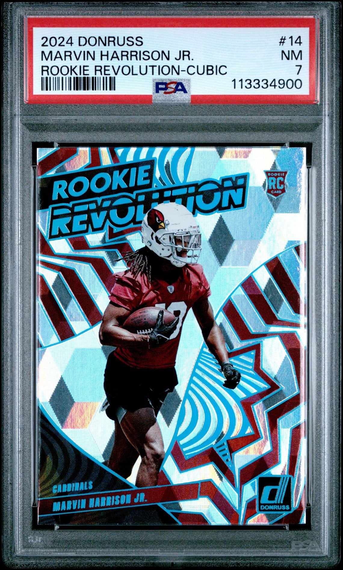 2024 Panini Donruss Rookie Revolution Cubic /50 Marvin Harrison Jr. #14 Arizona Cardinals PSA 7
