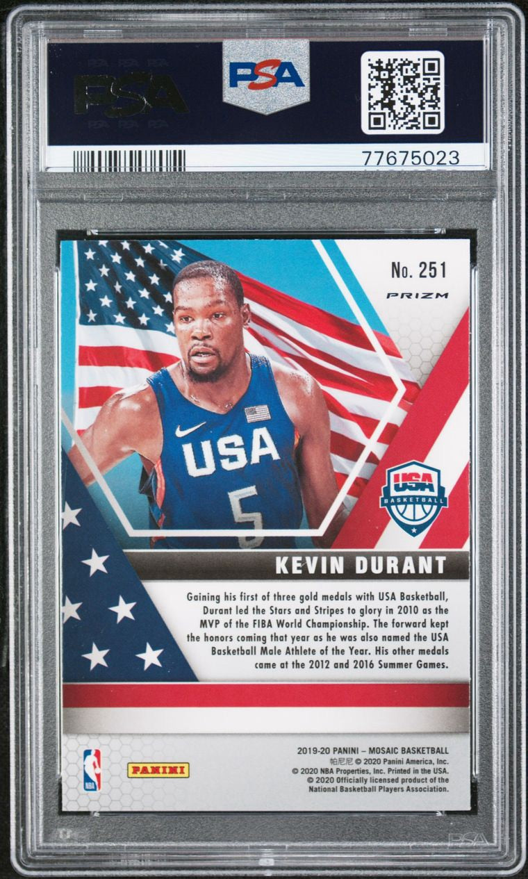 2019-20 Panini Mosaic Kevin Durant Team USA #251 Genesis Prizm PSA 10 Gem Mint