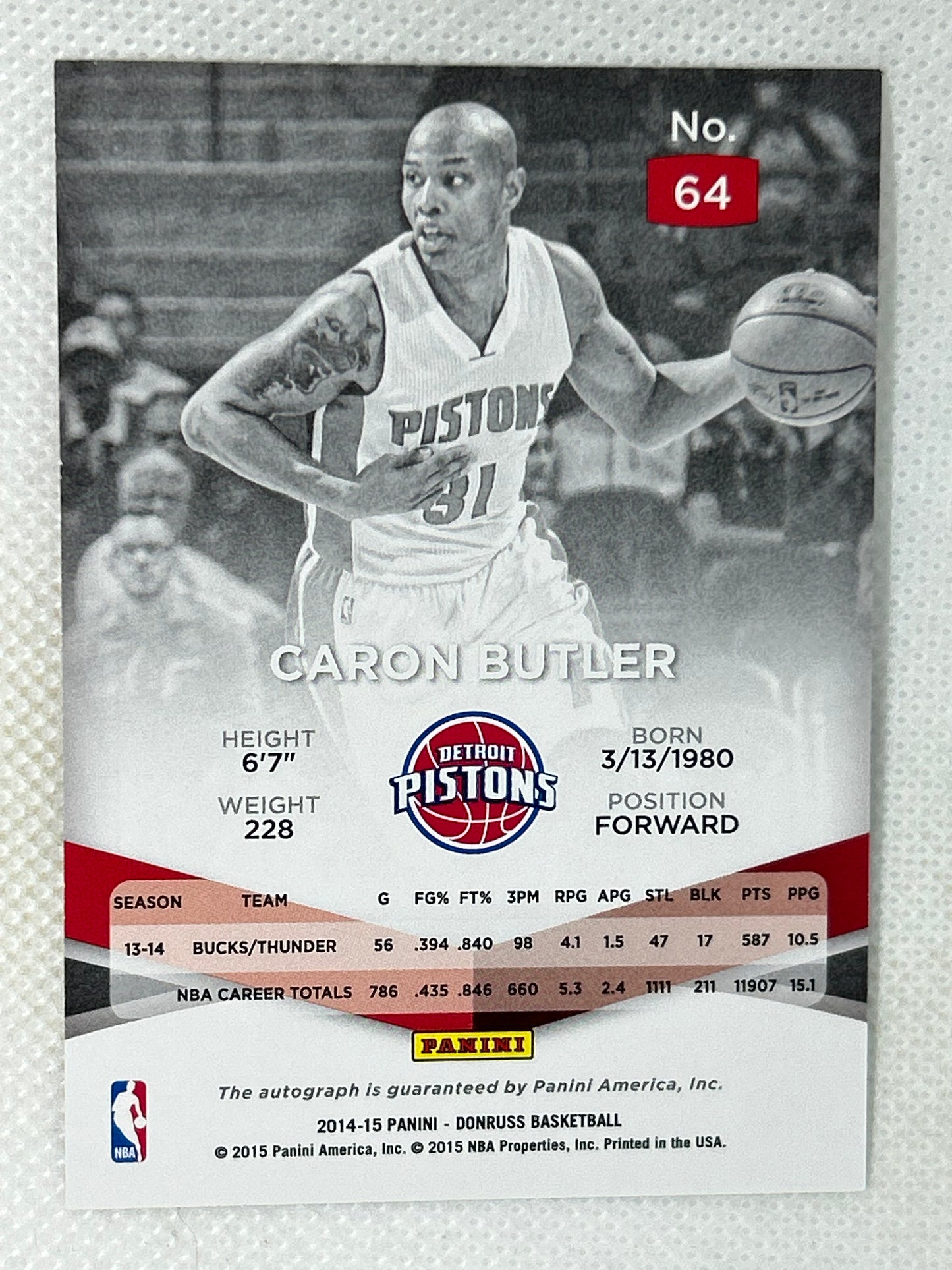 2014-15 Panini Donruss Elite Status Signatures Rare /125 Caron Butler #64 Detroit Pistons