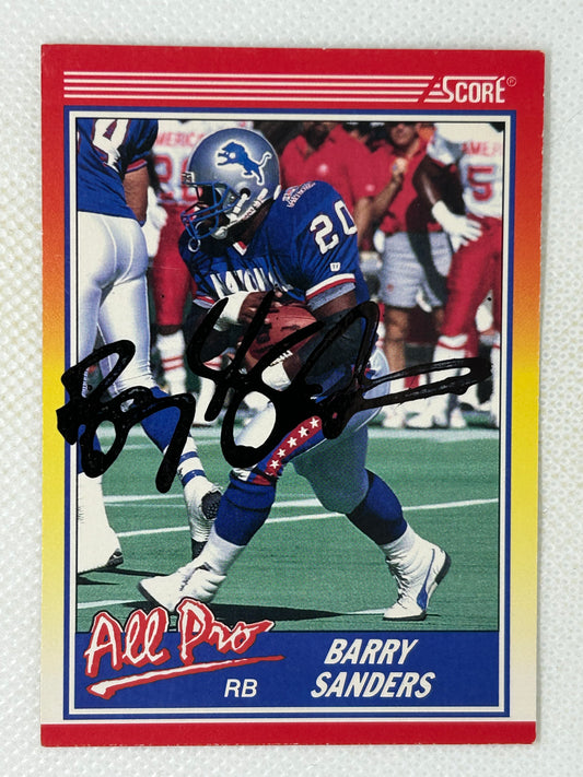 1990 Score Barry Sanders #580 Detroit Lions Signed Card