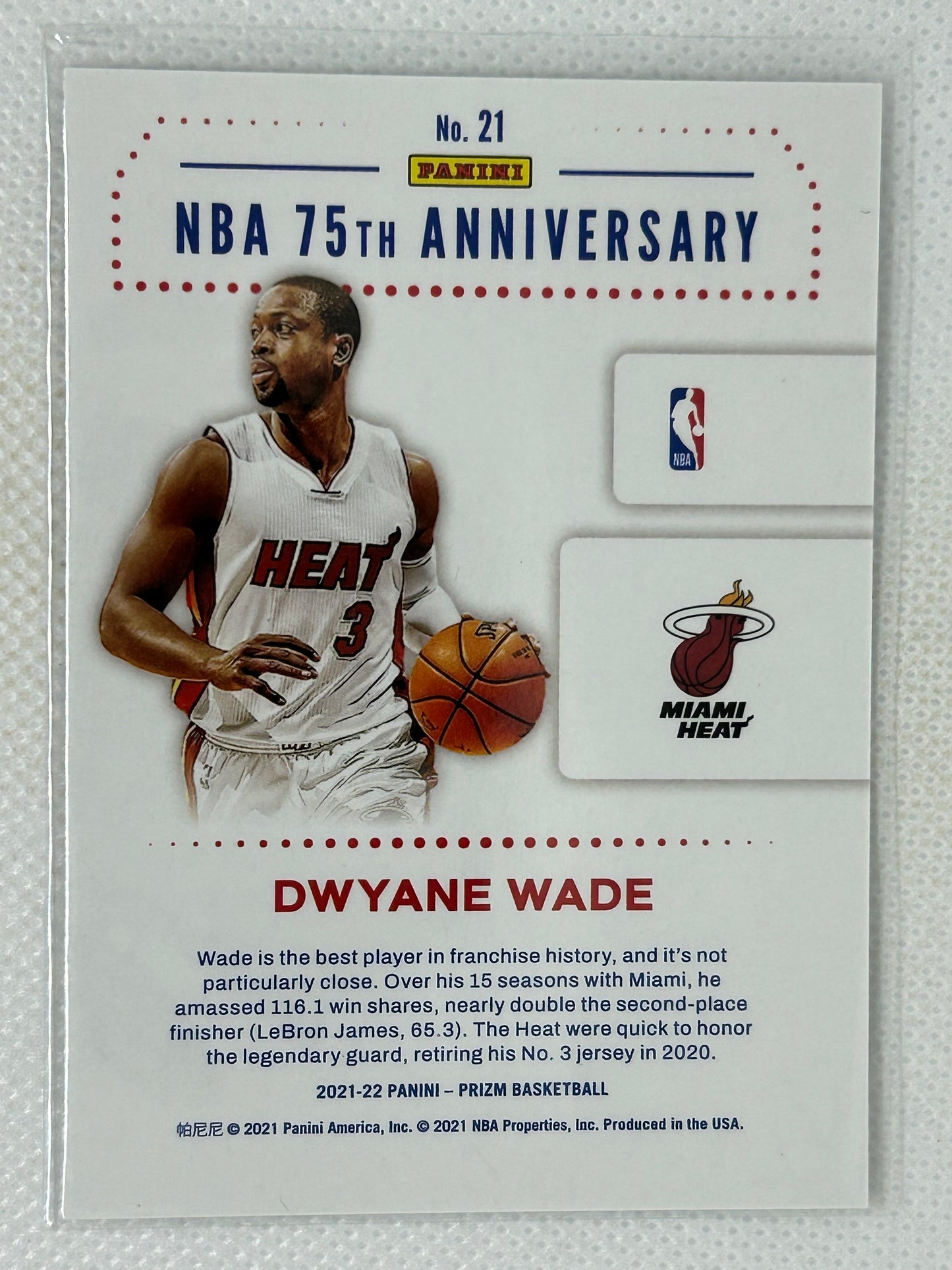 2021-22 Panini Prizm NBA 75th Anniversary Logo Case Hit #21 Dwyane Wade Miami Heat