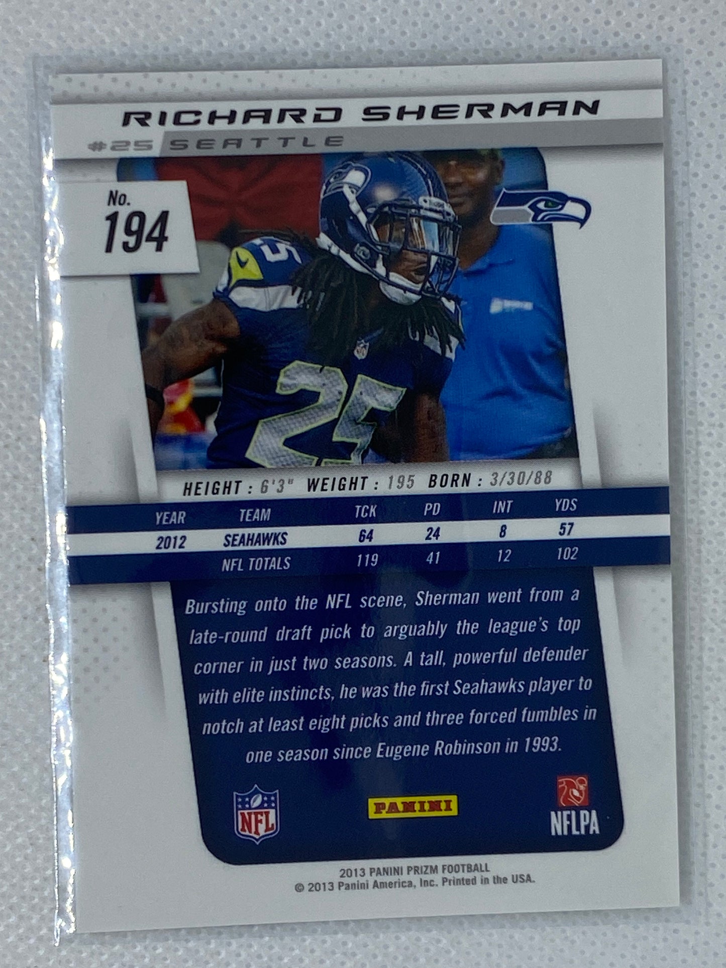 2013 Panini Prizm #194 Richard Sherman Seattle Seahawks